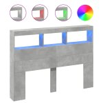 Vidaxl armoire tête de lit avec led gris béton 140x17x102 cm Vidaxl armoire tête de lit avec led gris béton 140x17x102 cm