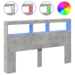 Vidaxl armoire tête de lit avec led gris béton 160x17x102 cm Vidaxl armoire tête de lit avec led gris béton 160x17x102 cm
