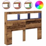 Vidaxl armoire tête de lit avec led vieux bois 140x17x102 cm Vidaxl armoire tête de lit avec led vieux bois 140x17x102 cm