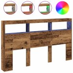 Vidaxl armoire t�te de lit avec led vieux bois 180x17x102 cm