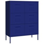 Vidaxl armoire � tiroirs bleu marine 80x35x101, 5 cm acier