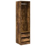 Vidaxl armoire avec tiroirs ch�ne fum� 50x50x200 cm bois d'ing�nierie