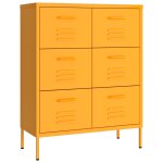 Vidaxl armoire � tiroirs jaune moutarde 80x35x101, 5 cm acier