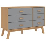 Vidaxl armoire � tiroirs olden gris et marron bois de pin solide