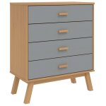 Vidaxl armoire � tiroirs olden gris et marron bois de pin solide