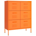 Vidaxl armoire � tiroirs orange 80x35x101, 5 cm acier