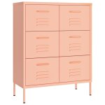 Vidaxl armoire � tiroirs rose 80x35x101, 5 cm acier