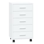 Vidaxl armoire  tiroirs avec roulettes blanc brillant bois ingnierie