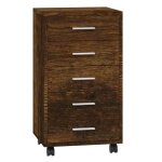 Vidaxl armoire  tiroirs avec roulettes chne fum bois d'ingnierie