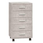 Vidaxl armoire � tiroirs avec roulettes gris b�ton bois d'ing�nierie