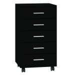 Vidaxl armoire  tiroirs avec roulettes noir bois d'ingnierie