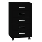 Vidaxl armoire � tiroirs avec roulettes noir bois d'ing�nierie