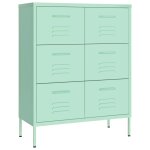 Vidaxl armoire � tiroirs vert menthe 80x35x101, 5 cm acier