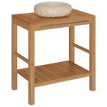 Vidaxl armoire de toilette en teck solide avec lavabo en marbre cr�me