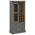 Vidaxl armoire  vin halden casiers  vin porte coulissante gris pin