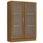 Vidaxl armoire � vitrine ch�ne brun 82, 5x30, 5x115cm bois d'ing�nierie