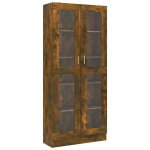 Vidaxl armoire � vitrine ch�ne fum� 82, 5x30, 5x185 cm bois ing�nierie