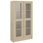 Vidaxl armoire � vitrine ch�ne sonoma 82, 5x30, 5x150 cm bois ing�nierie