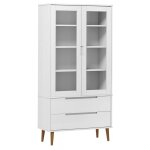 Vidaxl armoire � vitrine molde blanc 90x35x175 cm bois de pin massif