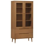 Vidaxl armoire � vitrine molde marron 90x35x175 cm bois de pin massif