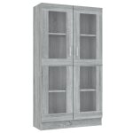Vidaxl armoire � vitrine sonoma gris 82, 5x30, 5x150cm bois d'ing�nierie