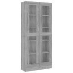 Vidaxl armoire � vitrine sonoma gris 82, 5x30, 5x185cm bois ing�nierie