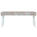 Vidaxl banc 110 cm blanc rotin naturel kubu et bois d'acajou massif