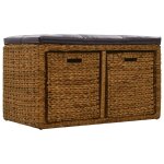 Vidaxl banc avec 2 paniers jacinthe d'eau 71 x 40 x 42 cm marron Vidaxl banc avec 2 paniers jacinthe d'eau 71 x 40 x 42 cm marron