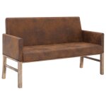 Vidaxl banc avec accoudoir 140 cm marron similicuir daim