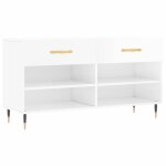 Vidaxl banc  chaussures blanc brillant 102x35x55 cm bois d'ingnierie