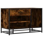 Vidaxl banc � chaussures ch�ne fum� bois d'ing�nierie et m�tal