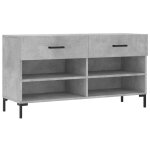 Vidaxl banc  chaussures gris bton 102x35x55 cm bois d'ingnierie
