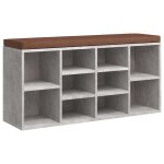 Vidaxl banc � chaussures gris b�ton 103x30x48 cm bois d'ing�nierie