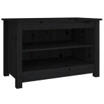 Vidaxl banc  chaussures noir 70x38x45, 5 cm bois de pin massif