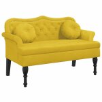 Vidaxl banc avec coussins jaune 120, 5x65x75 cm velours