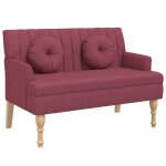 Vidaxl banc avec coussins rouge bordeaux 113x64, 5x75, 5 cm tissu
