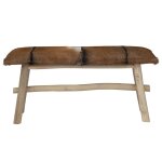 Vidaxl banc cuir vritable teck