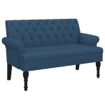 Vidaxl banc avec dossier bleu 120x62x75, 5 cm tissu