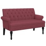 Vidaxl banc avec dossier rouge bordeaux 120x62x75, 5 cm tissu