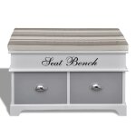 Vidaxl banc d'entre et de rangement avec coussin gris 2 tiroirs blanc