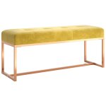 Vidaxl banc jaune moutarde 110x36x45 cm velours Vidaxl banc jaune moutarde 110x36x45 cm velours