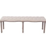 Vidaxl banc lin bois massif 150 x 40 x 48 cm blanc crme