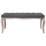 Vidaxl banc lin bois solide 110x38x48 cm gris fonc�