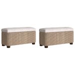 Vidaxl bancs de rangement lot de 2 avec coussin gris 69 cm quenouille