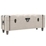 Vidaxl bancs de rangement 3 pcs cr�me bois massif de sapin et tissu