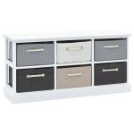 Vidaxl banc de rangement 6 tiroirs bois