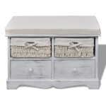 Vidaxl banc de rangement blanc 62x33x42 cm bois de paulownia
