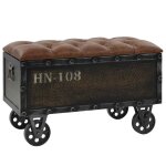 Vidaxl banc de rangement bois massif et similicuir 80, 5x41x50 cm