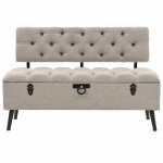 Vidaxl banc de rangement avec dossier 110 cm cr�me tissu