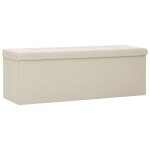 Vidaxl banc de rangement pliable blanc crme faux lin